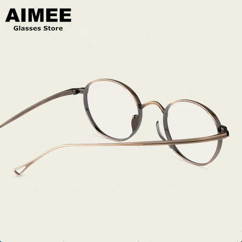 Lunettes à monture ultralégère en titane pour hommes et femmes, lunettes rétro, lunettes ovales et rondes, lunettes à lumière bleue, marque de créateur japonaise, nouveau, KMN113