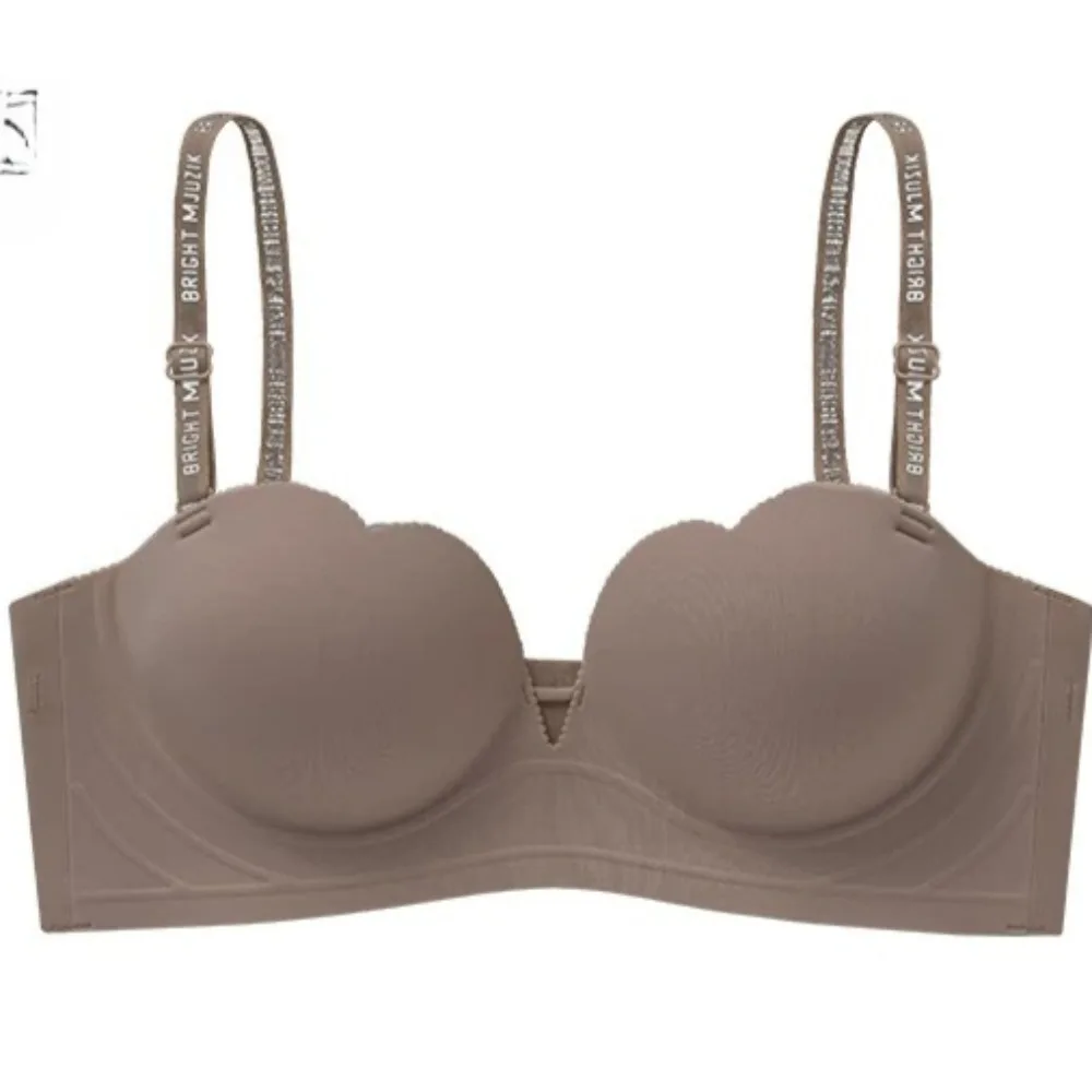 BANERDANNI Invisible 8cm Push‑Up Bra Small Bust AA Cup No Empty Half‑Cup Gather Fix Externally Expanded Comic Bralette 32-38 Bra