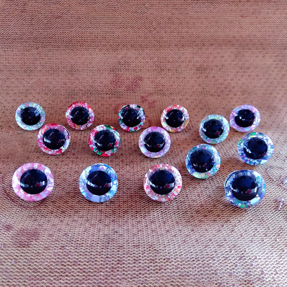 Ojos de seguridad con purpurina 3D, caja de 16mm de alta calidad para juguetes de ganchillo, Navidad, Amigurumi, plástico, mezcla de colores,