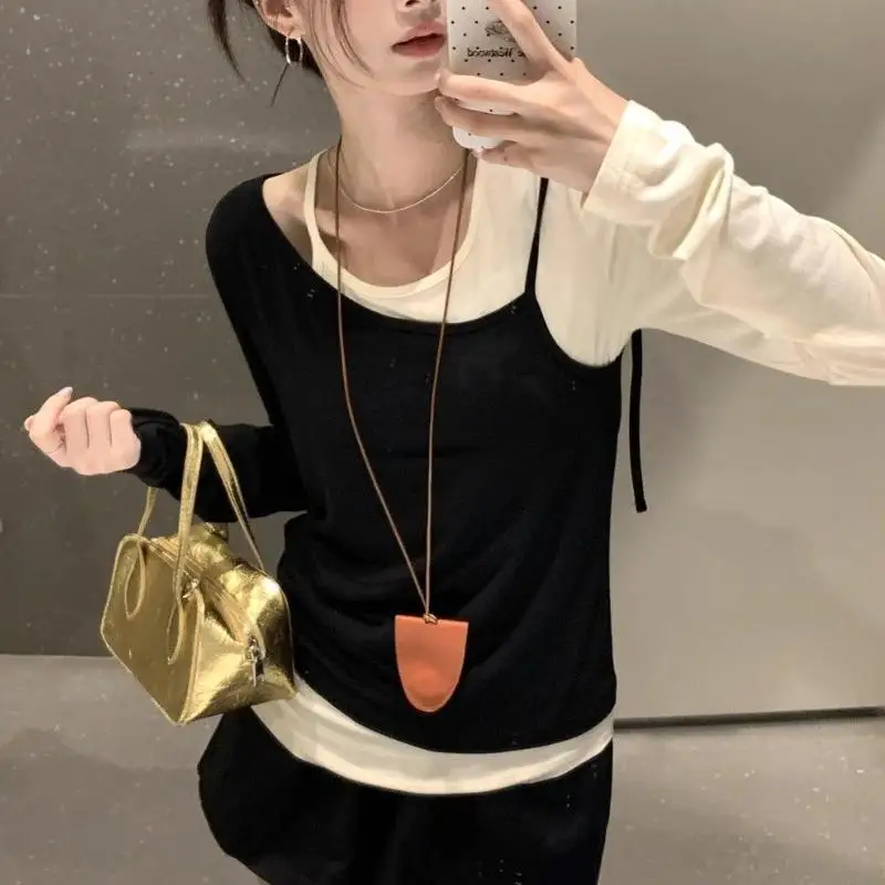Stylish Girl Modal Y2K One Shoulder Tops Korean Sexy Tight Fitting Long Sleeved Gir Autumn Winter Outfit Cute Base Shirt Creativ