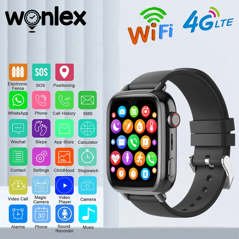 Wonlex 4G Smart Watch For Children KT34 Two Way Video Call GPS WiFi LBS Tracker 800mAh Battery WhatsApp Tik Tok Kids SmartWatch