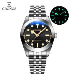 Cronos BB39 Mechanical Men Watch 39mm Automatic NH35 PT5000 Snowf Hands Sapphire Glass Bushed Bracelet 20ATM  L6025M 6026M