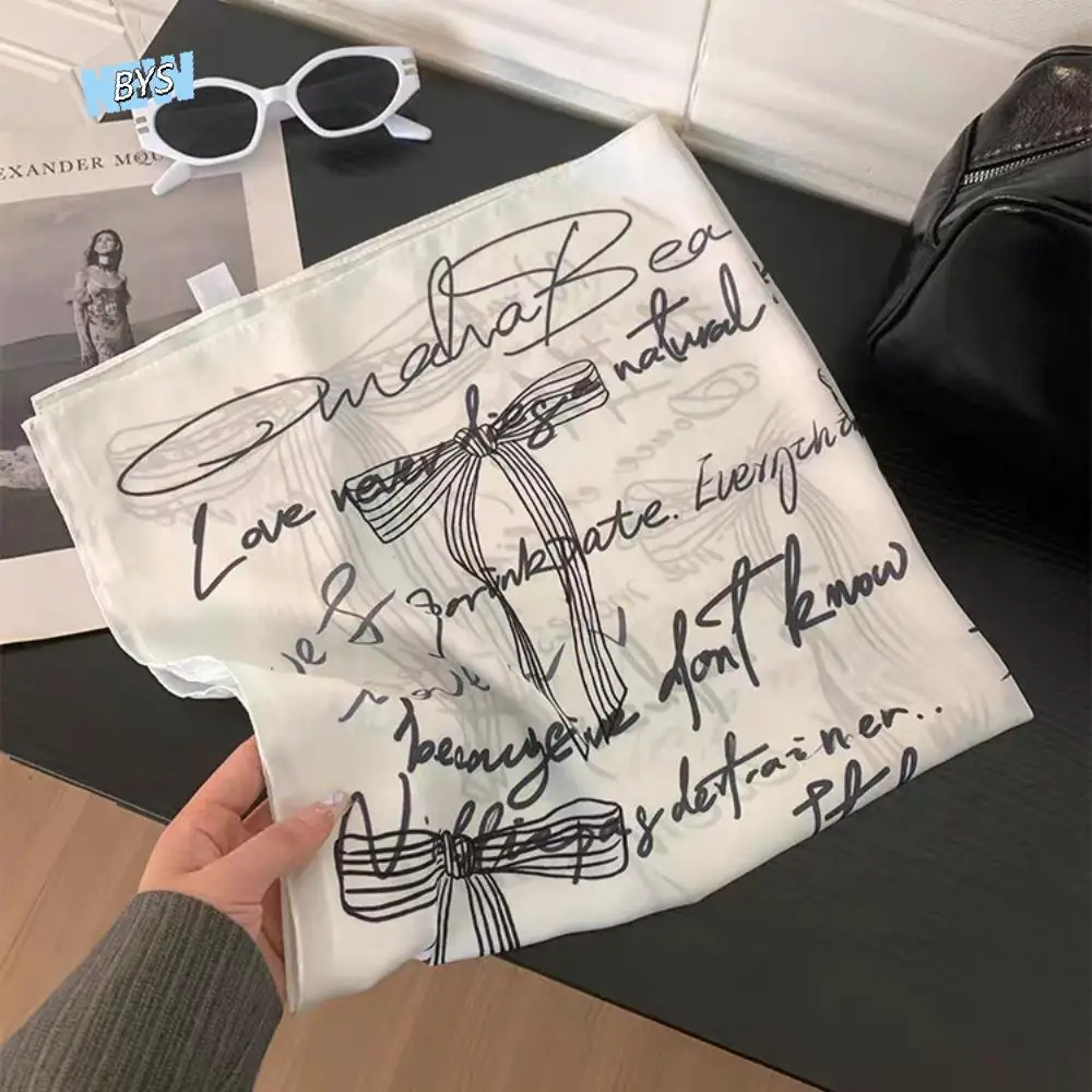 

Exquisite Sweet Y2k Print Turban All-match Bow Printed Headscarf Chest Scarf Neckchief Small Square Scarf Outdoor