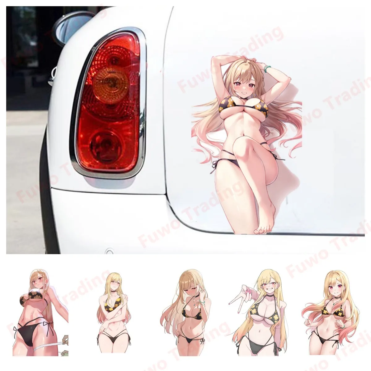 Hot selling Kitagawa Marin Peek Car Stickers Cartoon Anime Decals Simple Creative Car Door Protector