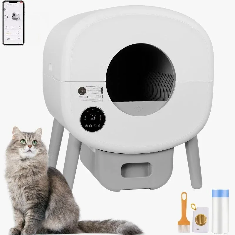 Automatic Smart Cat Litter Box Large Capacity PP Self-Cleaning Litter Box Infrared/Gravity/Ambient Light Function (Model B)