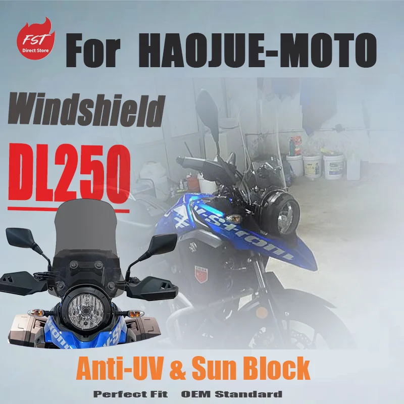 

For Haojue DL250 High Transparent Front Windshield, Thickened Heightened, Chest Protector Windshield