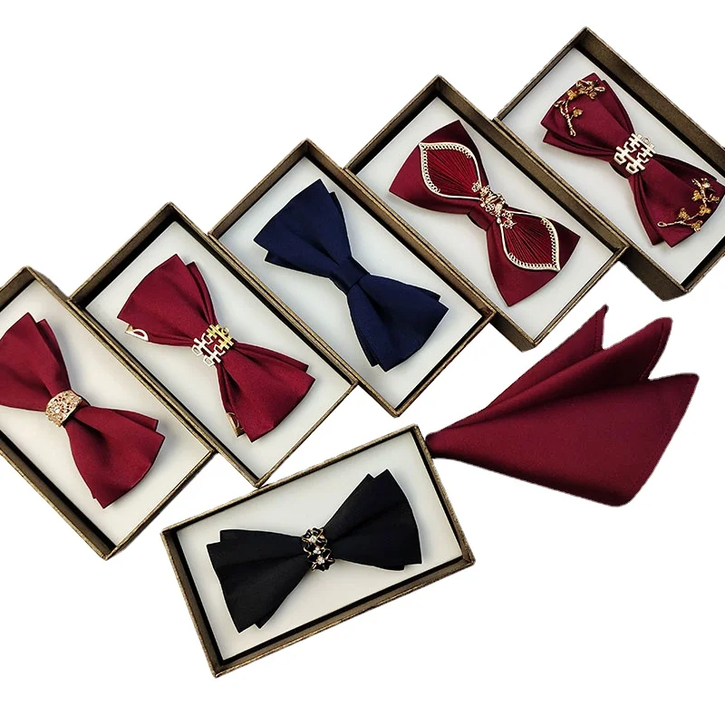 high quality Bow tie male wedding wedding groom best man officiating ceremony bow jk solid color red tie flower