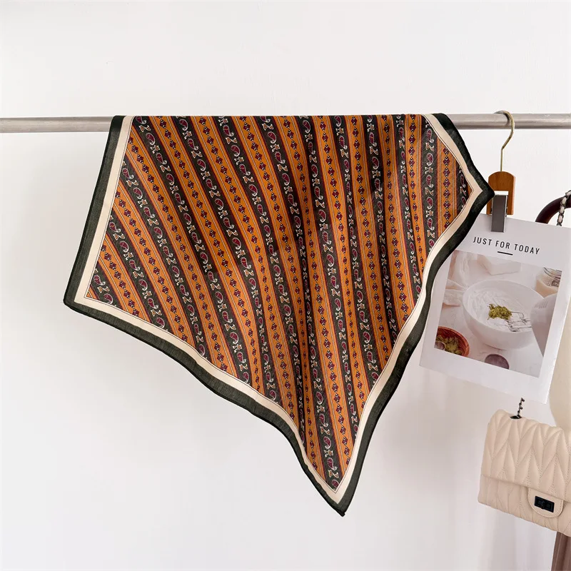 Scarf Women Square Scarf Paisley Striped Chevron Headscarf Shawl Neck Wrap Sun Protection Scarf Boho Vintage Ethnic French Retro