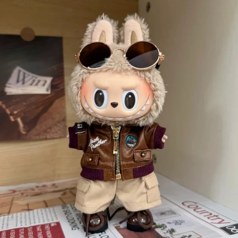

For Labubu Doll Clothing 17cm First, Second And Third Generation Outfits Retro Jacket And Corduroy Trousers Set Doll Accessories