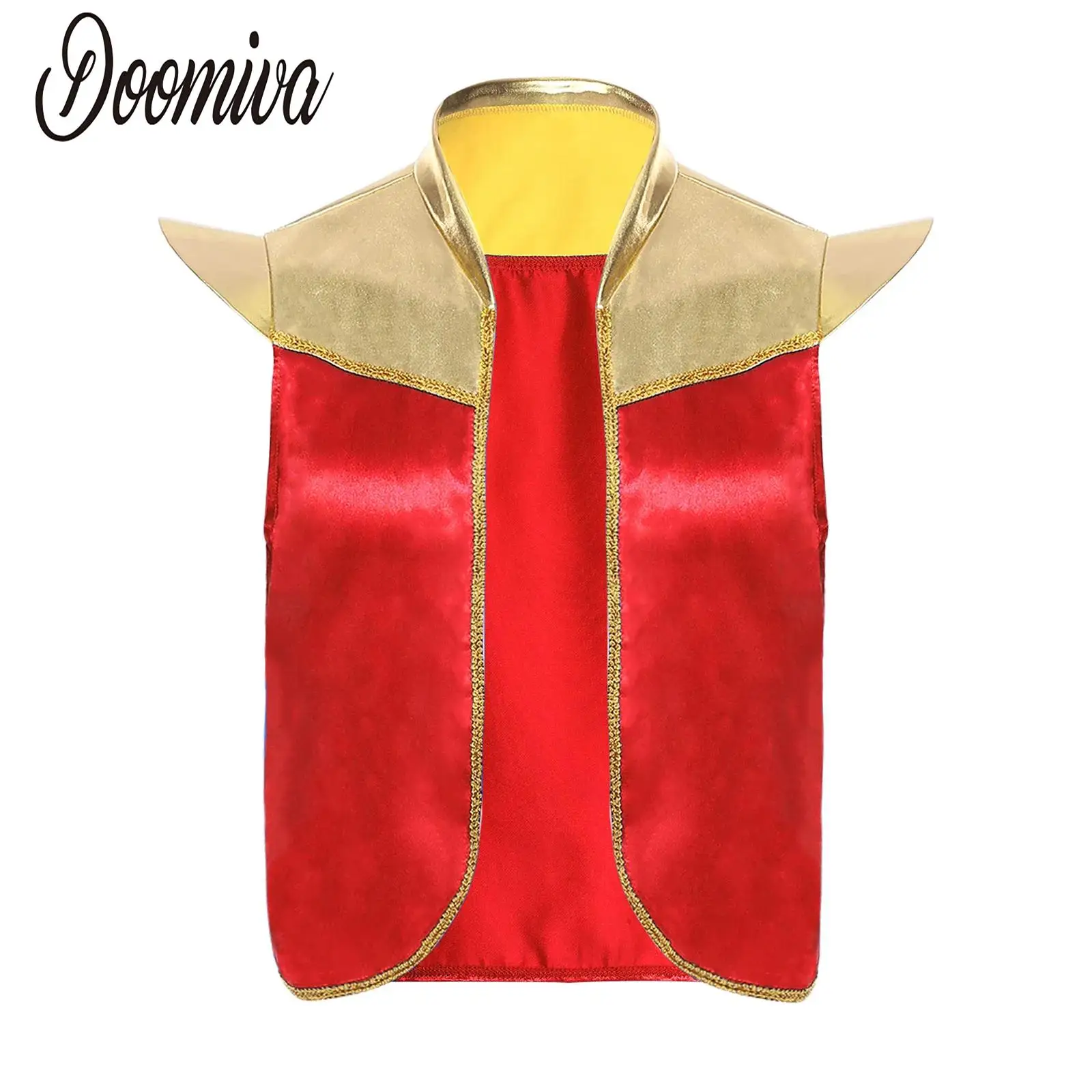 

Arabian Prince Vest Men Dress Up Costume Shiny Stain Waistcoat Indian Arabian Cosplay Tops for Halloween Party Carnival Costumes