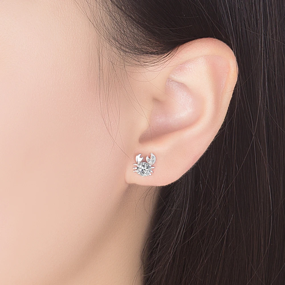 

Мини-серьги-гвоздики с маленькими золотыми животными, стерлинговое серебро 925 пробы, милые маленькие серьги-гвоздики в виде краба для женщин и девочек, подарок, ювелирные украшения