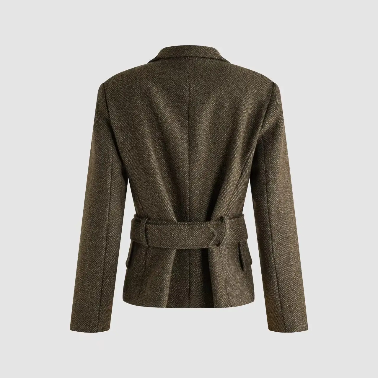 Women's 100% Wool Jacket, Single-Breasted Belted Blazer, High-Quality Versatile Outerwear, 2026, Fall, New Arrival, Y2K, Parka