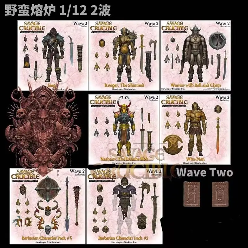 Conjunto completo Harbinger Studio Barbarian serie 1/12 escala 6,5-7 pulgadas figura de acción Wave 2 Savage crucible juguete soldado coleccionable