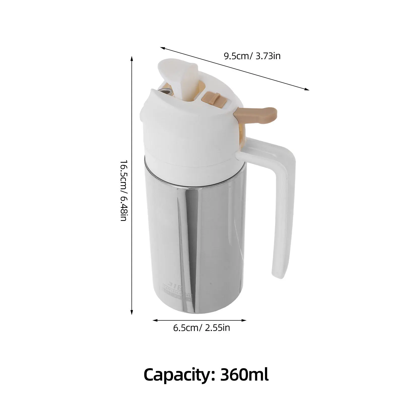 360Ml Stainless Steel Oil Sprayer Bottle Refillable Metal Kitchen Spray Bottle Olive Oil Dispenser for Cooking Frying Roasting