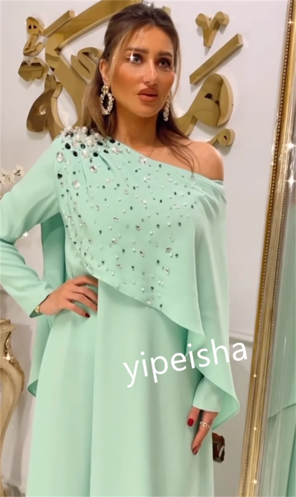 Customized Jersey Sequined Graduation Straight One-shoulder Bespoke Occasion Gown Long Dresses