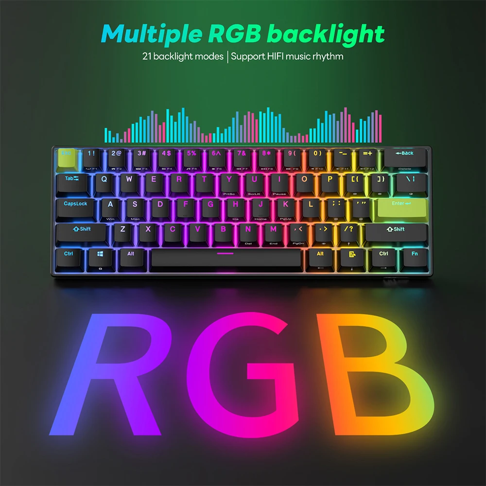 RK ROYAL KLUDGE RK C61 HE Magnetic Keyboard 60% 61 Keys Mini RGB Hot-swappable Switch Gaming Mechanical Keyboards