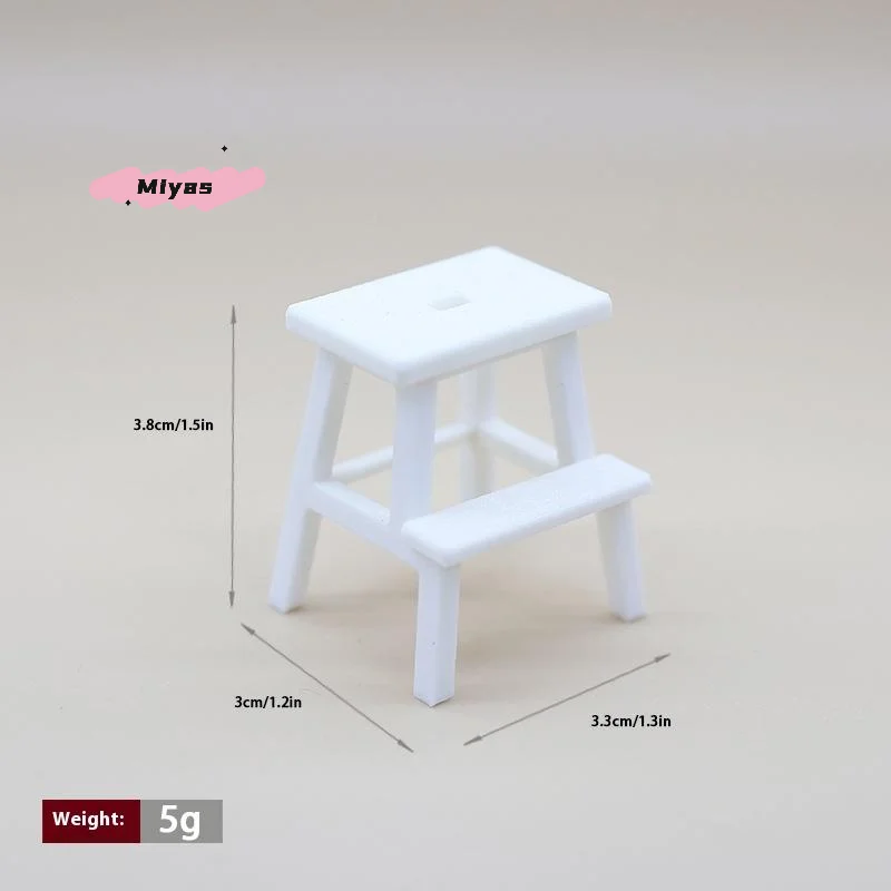 Miniature Dollhouse Double-Layer Holding Stool Plastic Footstool Sit Chair for Doll House Decorative Step Stool Home Accessories