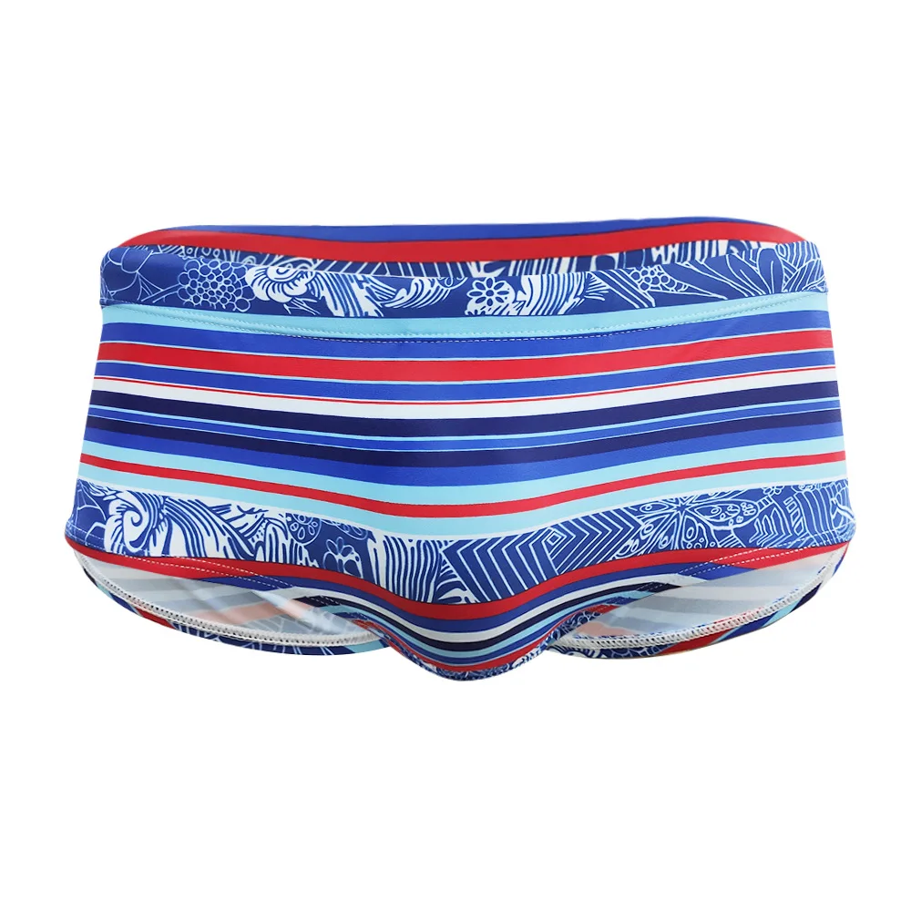 2026Cross-border  men's red and blue striped boxer swimming trunks fashion trend swimsuit beach boxers men's UXH617