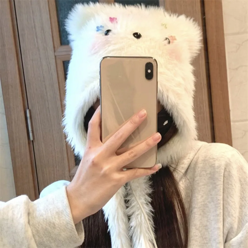 Unique Y2k Plush Puppy Hat Warm Soft Cartoon Fleece Hat Cute Korean Style Ear Protection Hat Girls