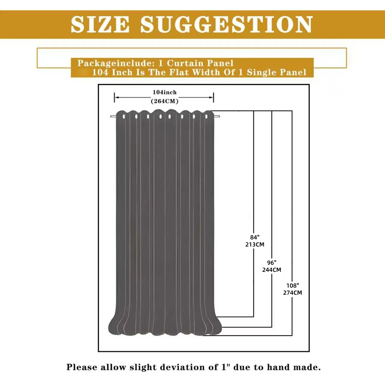 1 Panel Velvet Curtain 104cm Width Grommet Top Blackout Window Drape for Bedroom Living Room