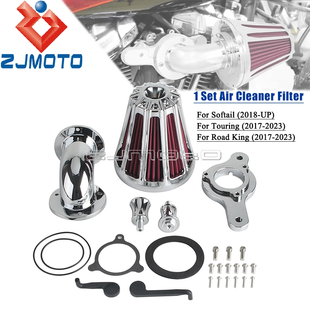 High Flow Air Filter Motorcycle Air Intake Systems Kit For Harley Softail 18-up Touring Road king 17-23 Black/Chrome Air Cleaner