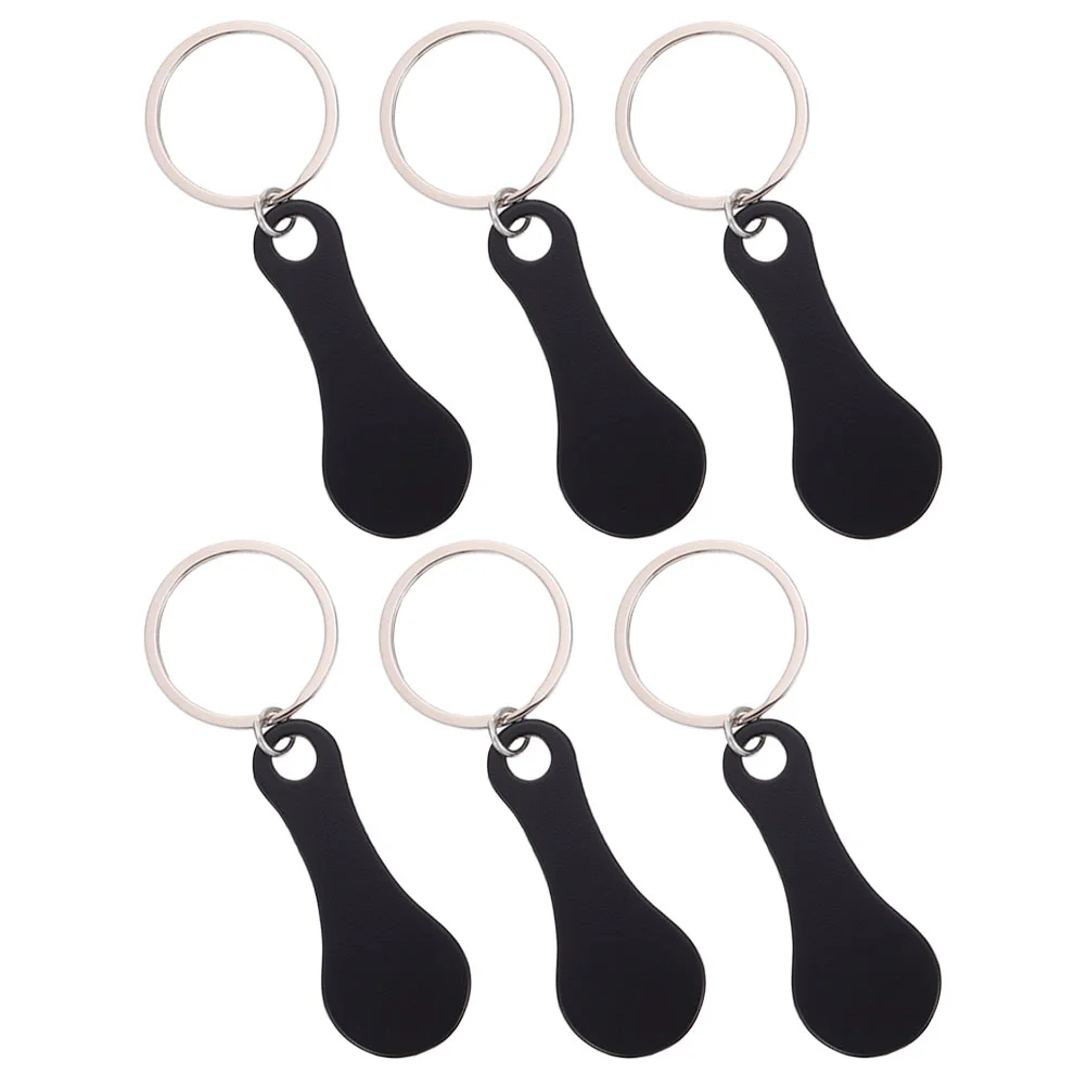 6 Pcs Cart Token of The Lid Stainless Steel Key Ring Shopping Trolley Tokens Pendant Keyring Store Supply