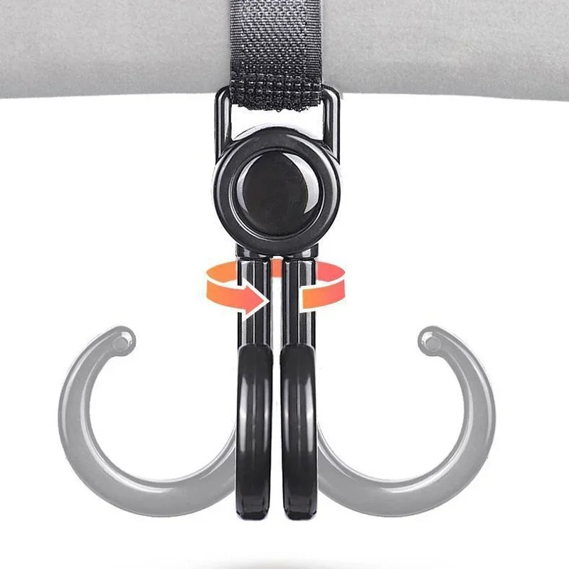 Clearance sale Baby Stroller Hook Multi Purpose Pram Hook Baby Stroller Accessory Black Leather Rotatable Stroller Hook 2pc/set