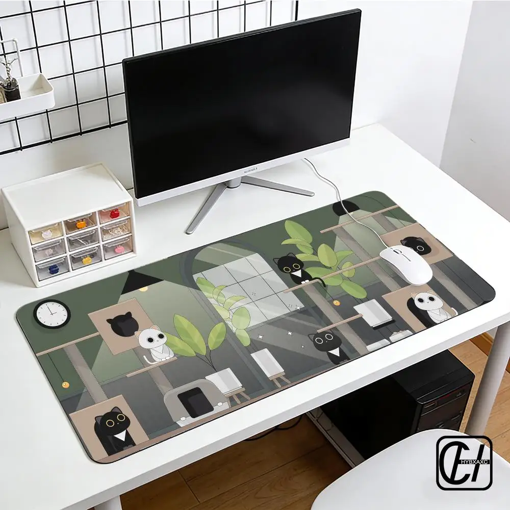 Cute Black Cat Mouse Pad E-Sports Gaming Mouse Pad Oversize Personalized Desk Pad Keyboard Mouse Pad Carpet HYBXXC