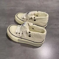 New Women High Top Canvas Board Shoes Outer Flanged Sneakers Dual Purpose Short Boots Thick Outsole Height Increased Lace Up 3