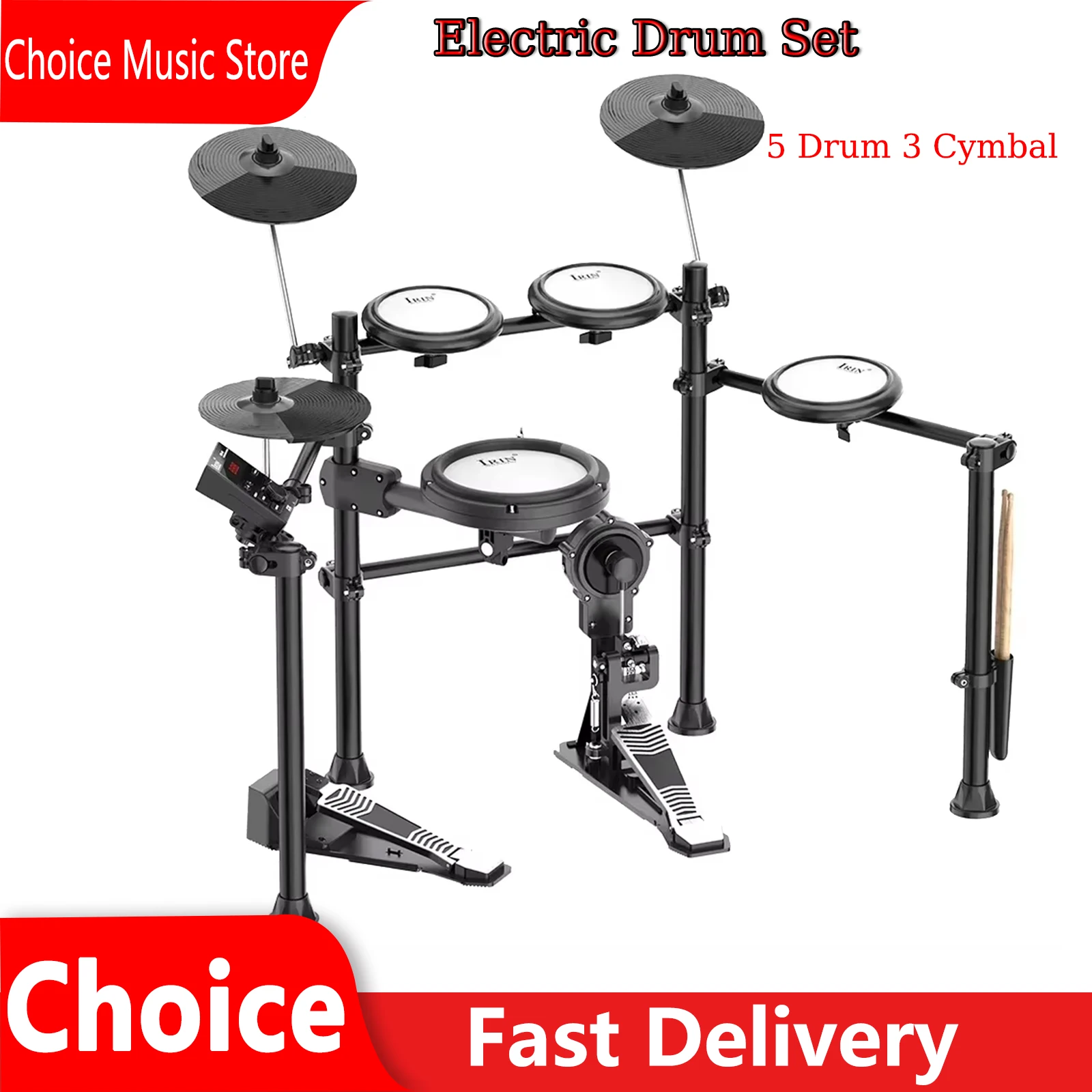 

Electric Drum Set 5 Drum 3 Cymbal Drum Set 300 Sounds With Bluetooth And USB MIDI Connection Headphone Interface Drum For Band