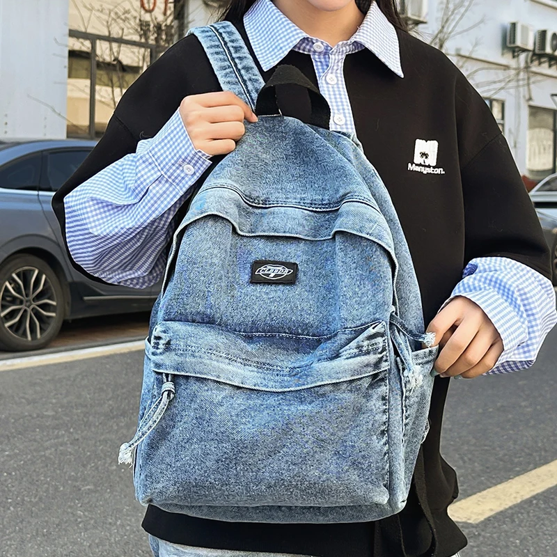 Dziewczęcy plecak szkolny z tkaniny, nowa moda, plecak dla studentki, styl vintage, damski plecak płócienny, torba na laptopa, plecak podróżny, kawaii, plecak damski.