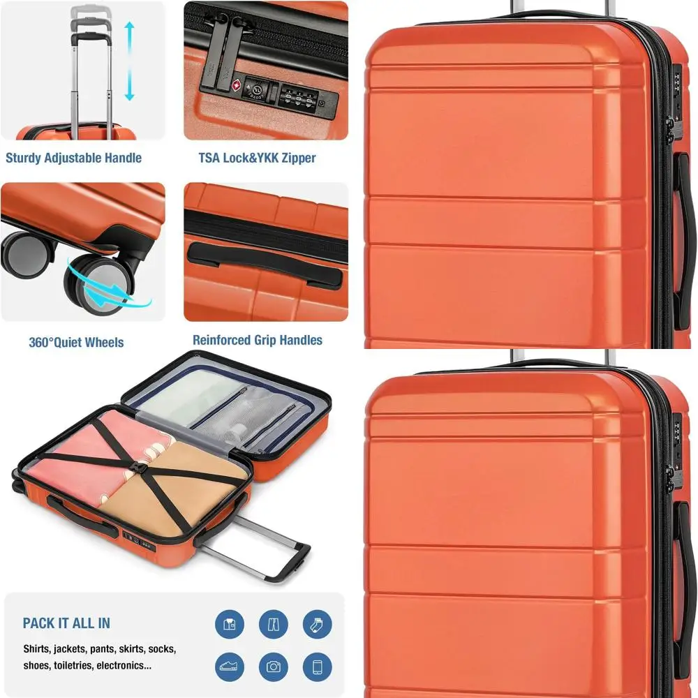 

Orange 20 Inch Lightweight Hard Shell TSA-Approved Carry-On Suitcase with Wheels for Men & Women
