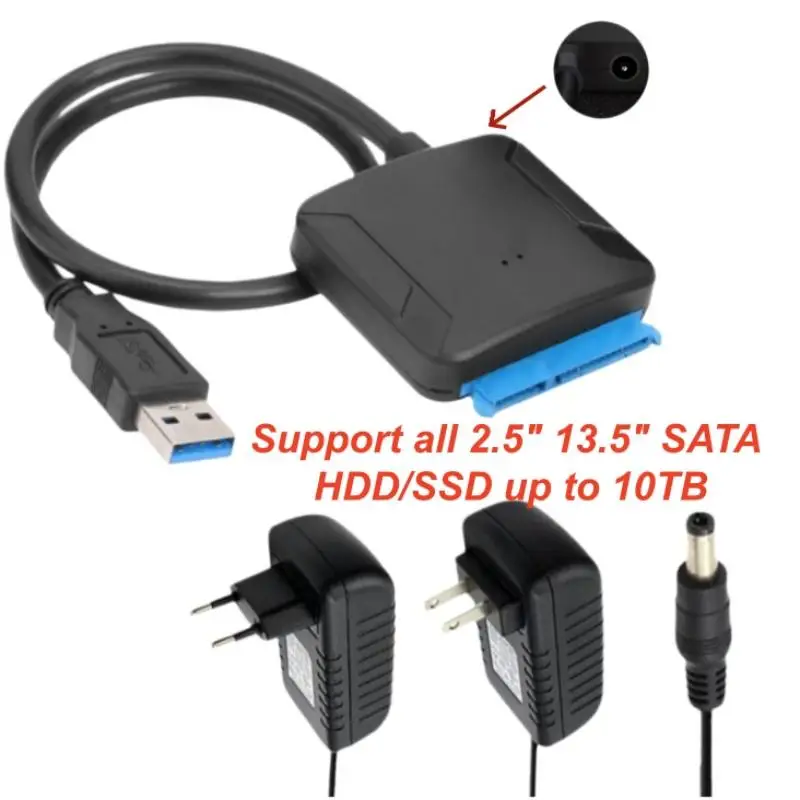 1 Set 3.5/2.5 Inch SSD HDD Hard Drive Disk Converter SATA To USB 3.0 Adapter Cable Support UASP 12V US EU