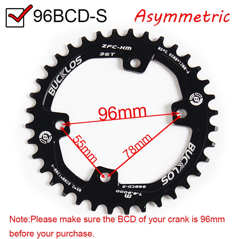 BUCKLOS Chainring 96BCD Round/Oval Bike Chainwheel 32/34/36/38T Chain Ring for SHIMANO M7000 M8000 M4100 M5100 Tooth Plate 96bcd view 3