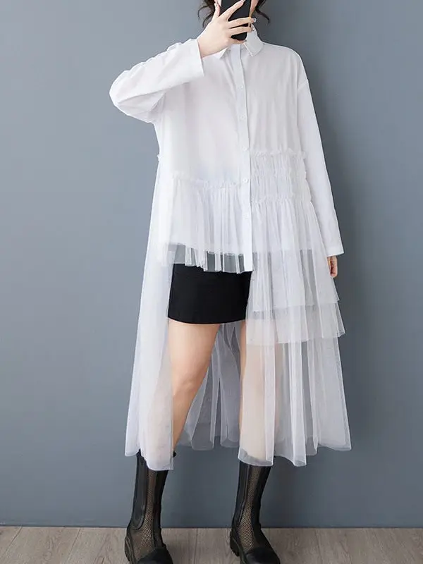 

Tannt Women Blouse Long Loose Mesh Causal Shirt Clothes Elegant Office Blouses Top Blouses For Women 2026