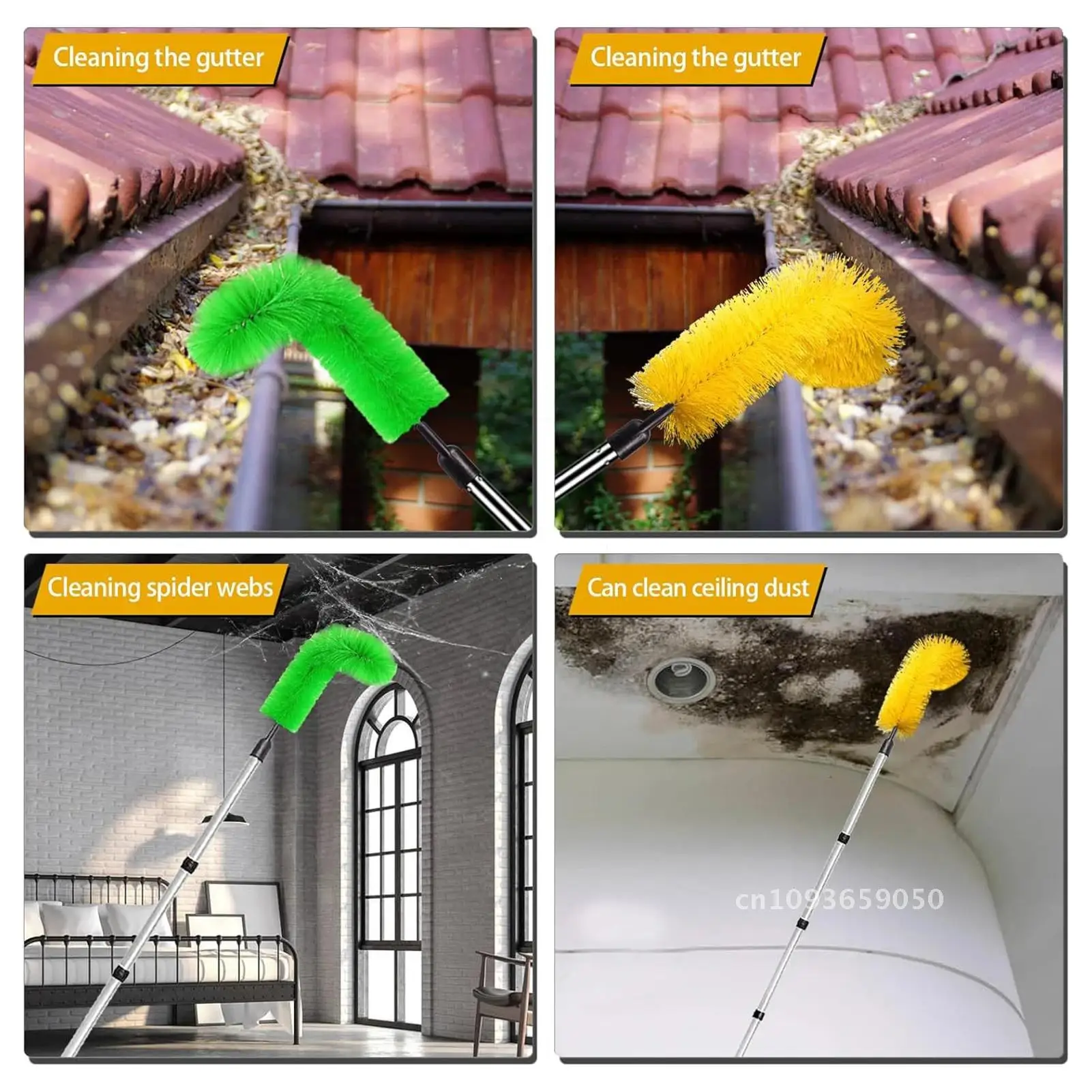 

Telescopic Gutter Cleaning Brush Gutter Cleaner Tool with 8 And Telescopic Brushes Cleaning Pole Detachable 2