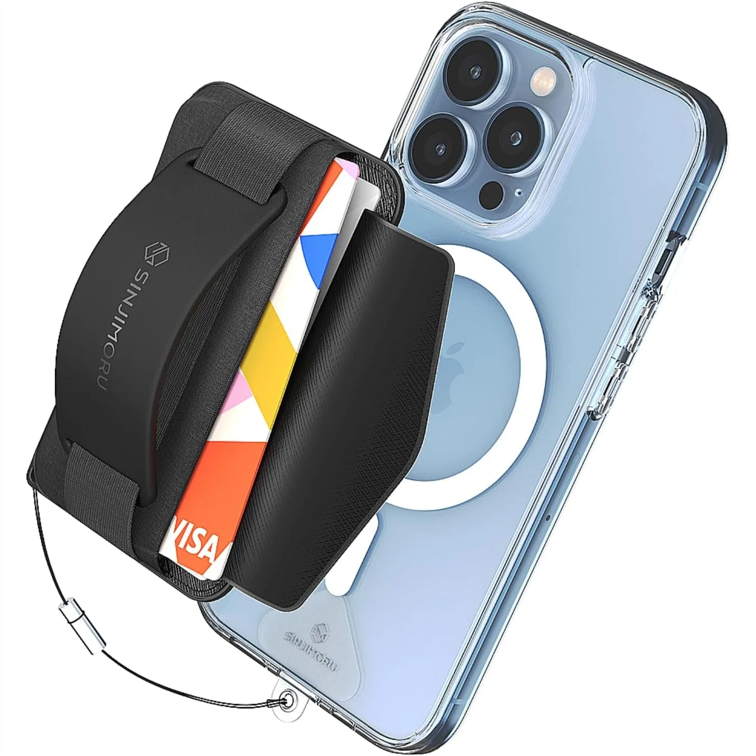 

3 in 1 MagSafe Wallet with 2600g Magnetic Strength Phone Grip and Stretchy Fabric Secure Flap Tag Holder for iPhone 16 15 14 13