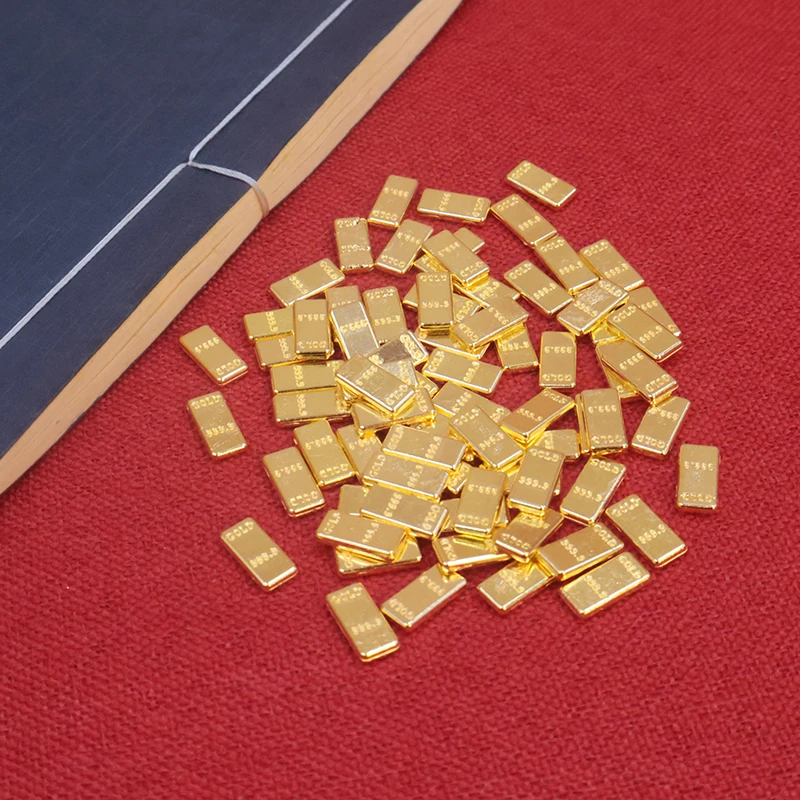 50pcs/set Dollhouse Miniature Gold Bars Model For Doll House Decor Kids Pretend Play Toys Gift