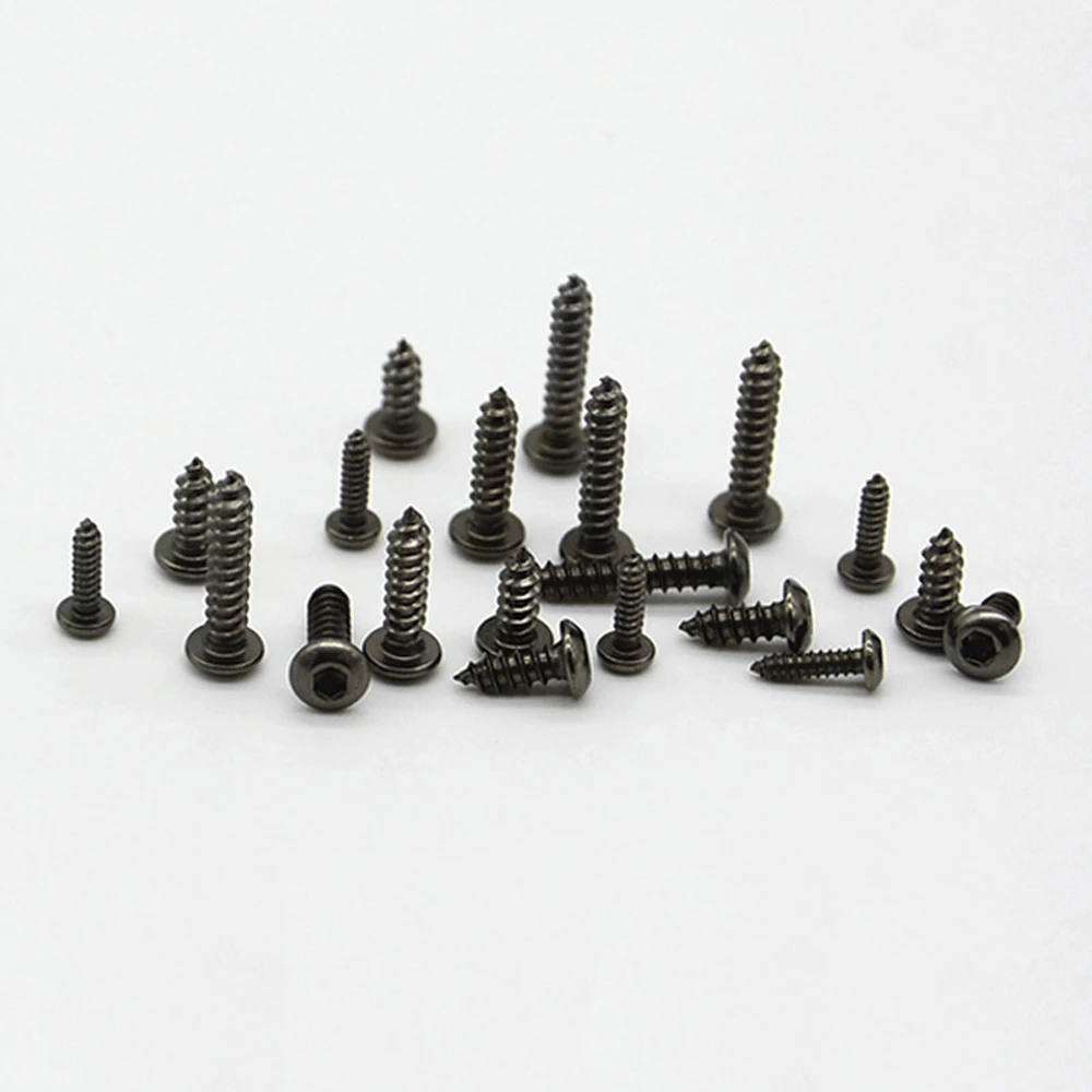 M2 M2.5 M3 x 6 8 10 12mm Black Nickel Plated Carbon Steel Button Head Hex Allen Scoket Self-Tapping Screws Grade 8.8