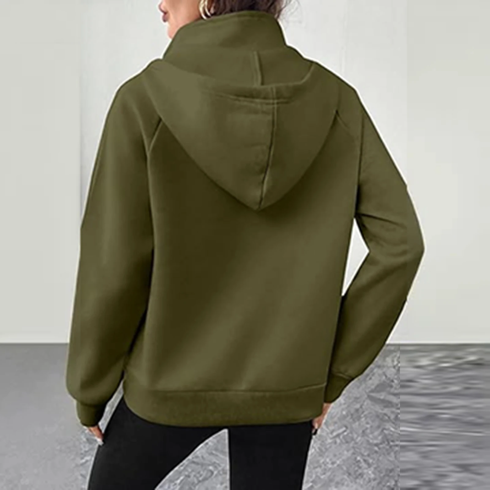 Felpa con cappuccio a maniche lunghe tinta unita moda casual da donna colletto alla coreana Abbigliamento donna Abbigliamento invernale Donna