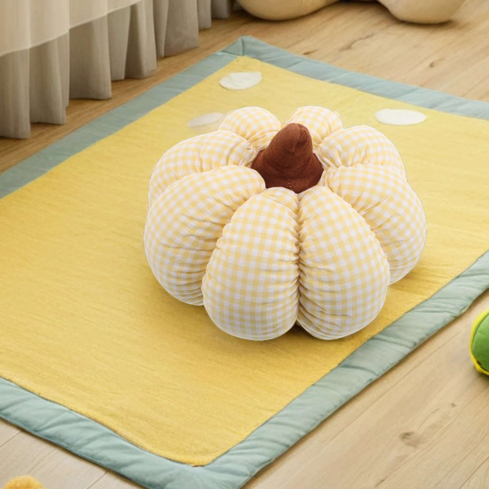 

Pumpkin Pillow Round Couch Pillows Shaped Cushion Throw Decorative Yellow for Sofa