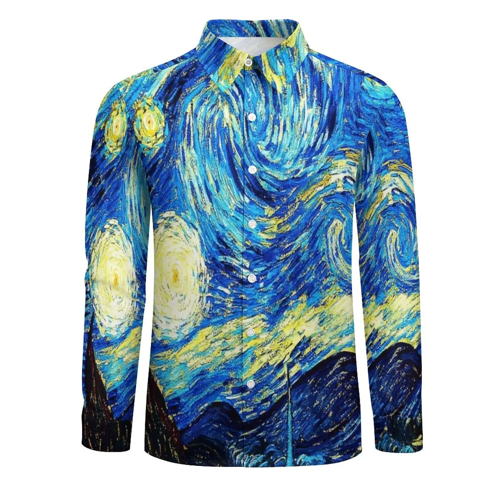 Starry Night Shirt Vincent Van Gogh Casual Shirts Long Sleeve Printed Y2K Blouses Autumn Fashion Oversize Clothing