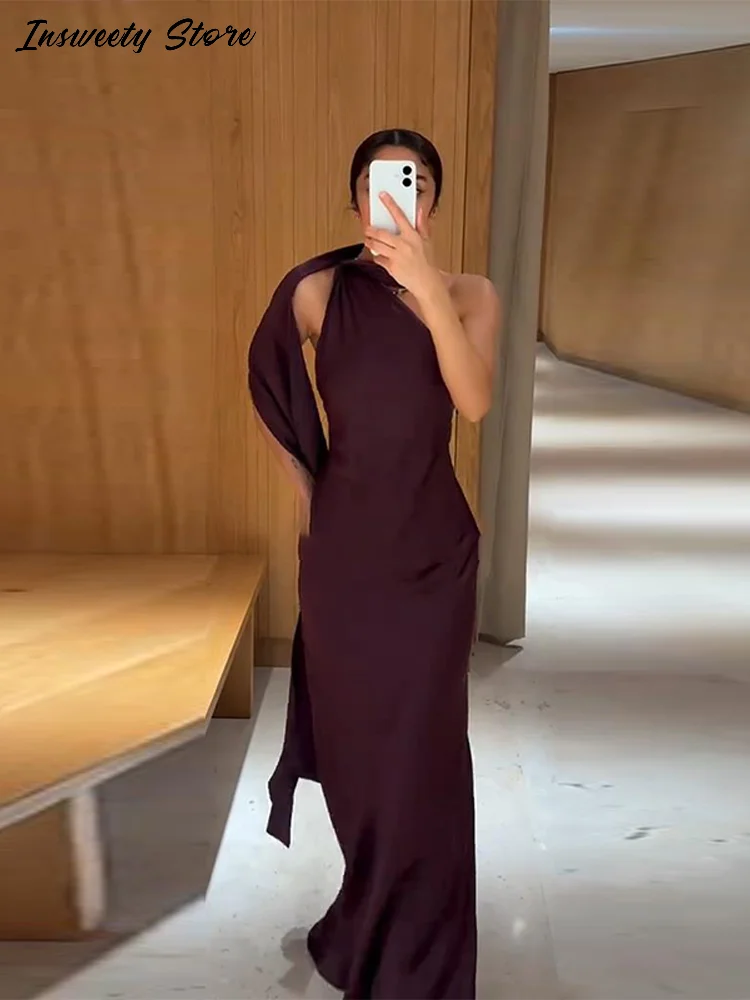 Seksowna satynowa sukienka na ramiączkach, damska, bez rękawów, z odkrytymi plecami, dopasowana, długa do podłogi, nowa kolekcja wiosna 2026, elegancka suknia wieczorowa.