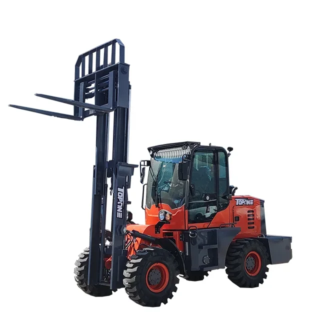 Long Fork Lifting Forklift 3 Ton Diesel Motor Power Off Road All Rough Terrain Forklifts For Muddy Roads