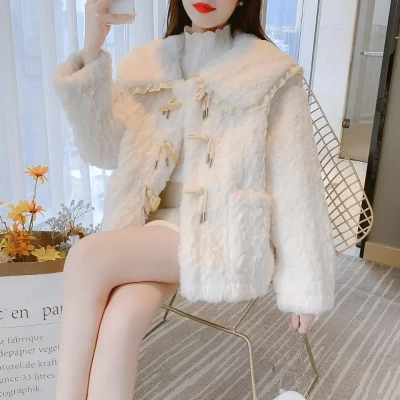 Lamb Wool Women's Coat Women's Thickened Short Jacket Small Stature Winter Outerwear 2023 New Winter Clothing Women