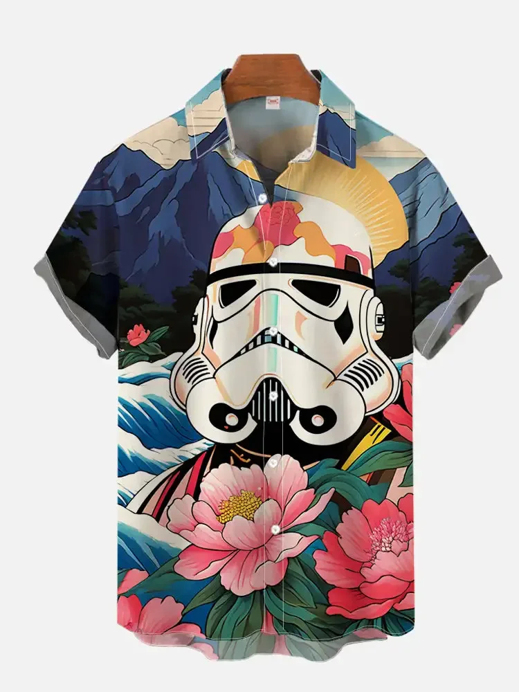 Disney Summer Fashion Anime Shirts Men Hawaiian Short Sleeve Shirt Casual Boys Clothes Girls Teen Shirts