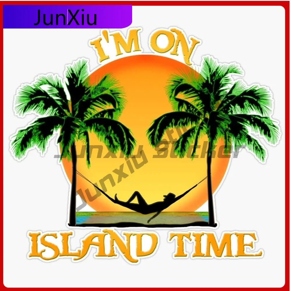 

Island Time Bumper Funny Best Gift Waterproof Modern Decal Accessory Vinyl Car Laptop Window Auto Exterior Decor