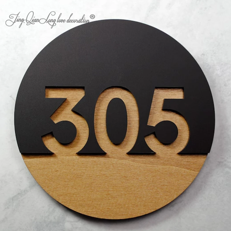 Custom round Wood House Number Sign Rustic Address Plaque Modern Outdoor Raised Numbers for Housewarming