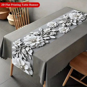 White 3D Floral Table Runner 1