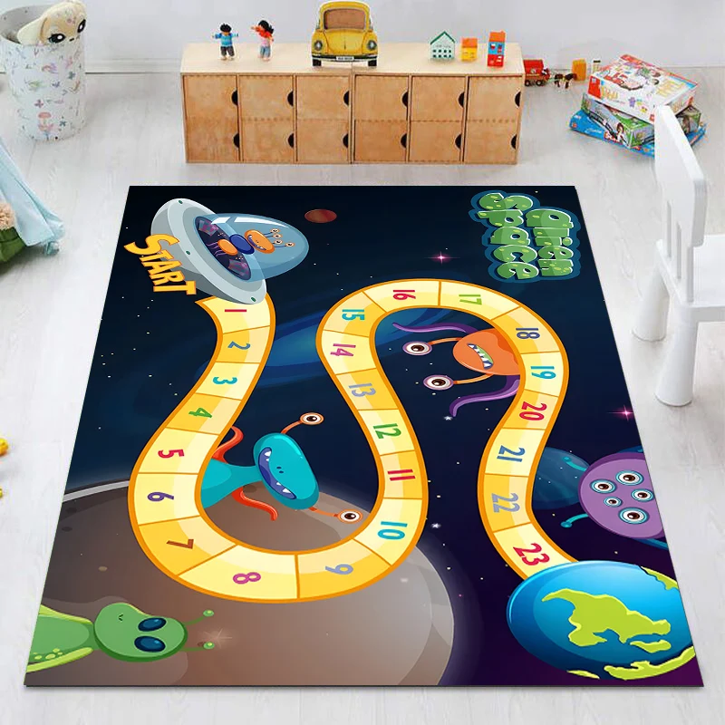 Multi-Size Space Game Board Pattern Carpet for Living Room Bedroom Sofa Home Decor Non-slip Floor Mat Children's Play Rugs